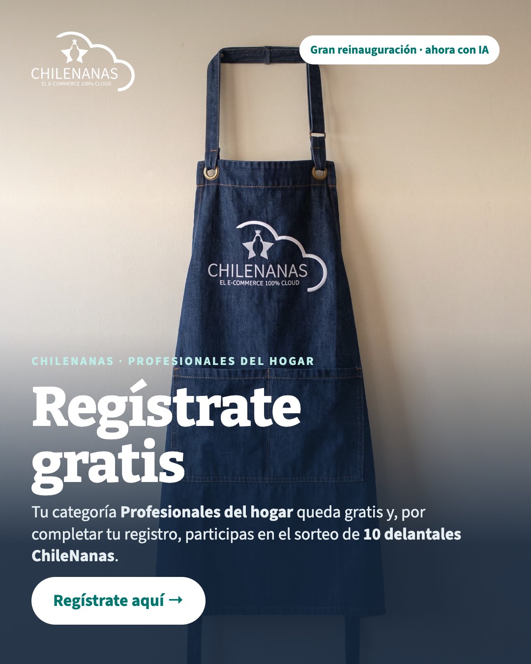 Regístrate gratis como profesional del hogar y participa en el sorteo de 10 delantales ChileNanas